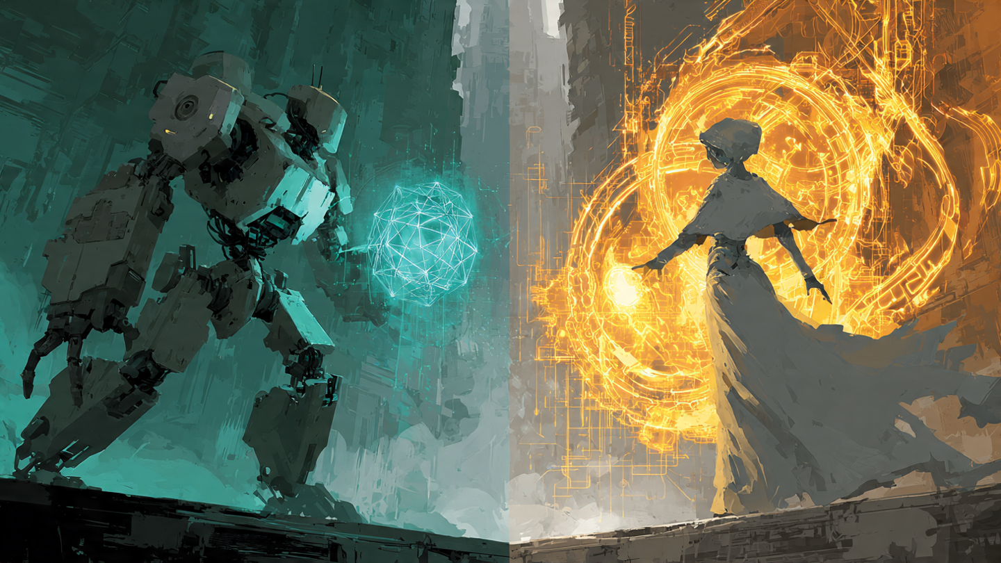 Ilustración conceptual de la orquestación de IA híbrida en AWS, mostrando la fuerza de UiPath y la agilidad de N8N.